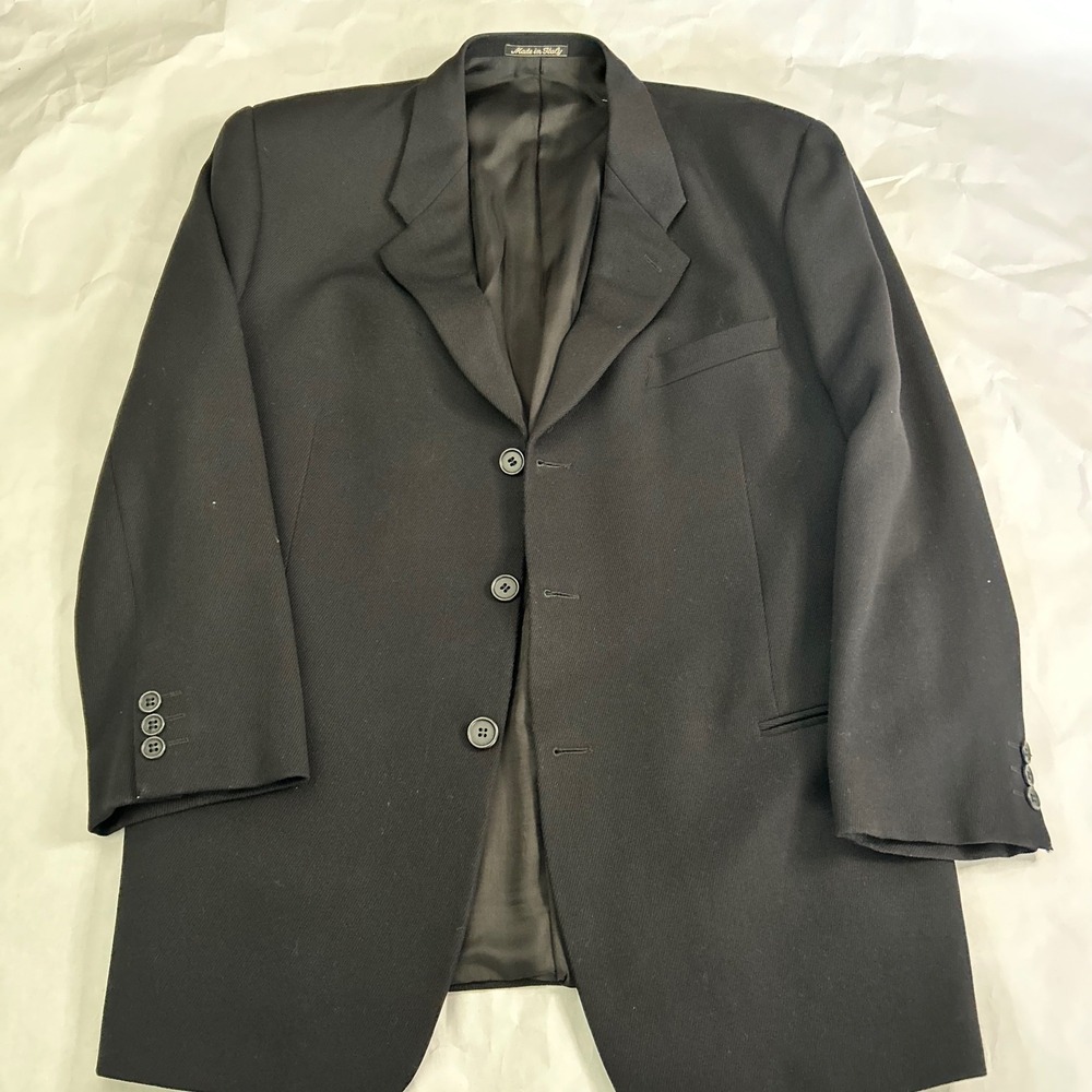 Giorgio Armani Le Collezioni VTG Mens Black Wool Blazer Jacket Made in Italy 42